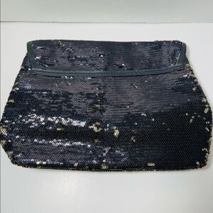 Gold sequins and black cosmetic bag- front is see through mesh very cute